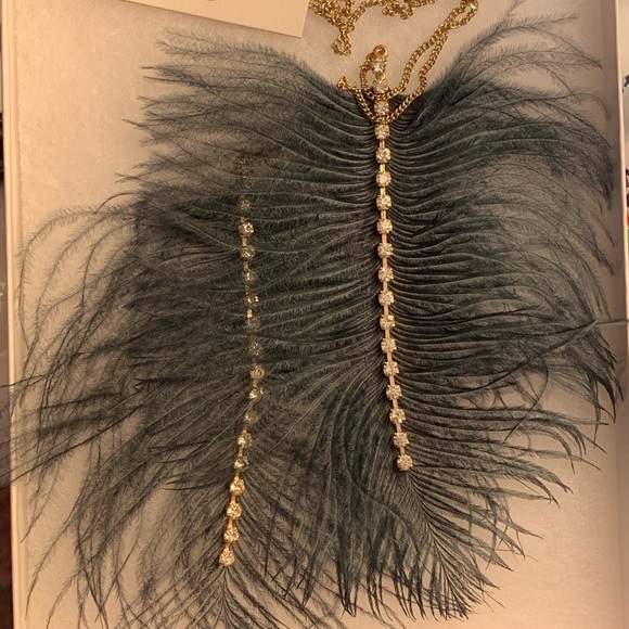 NWT Jessica Simpson Navy blue feather lariat necklace - Picture 6 of 6